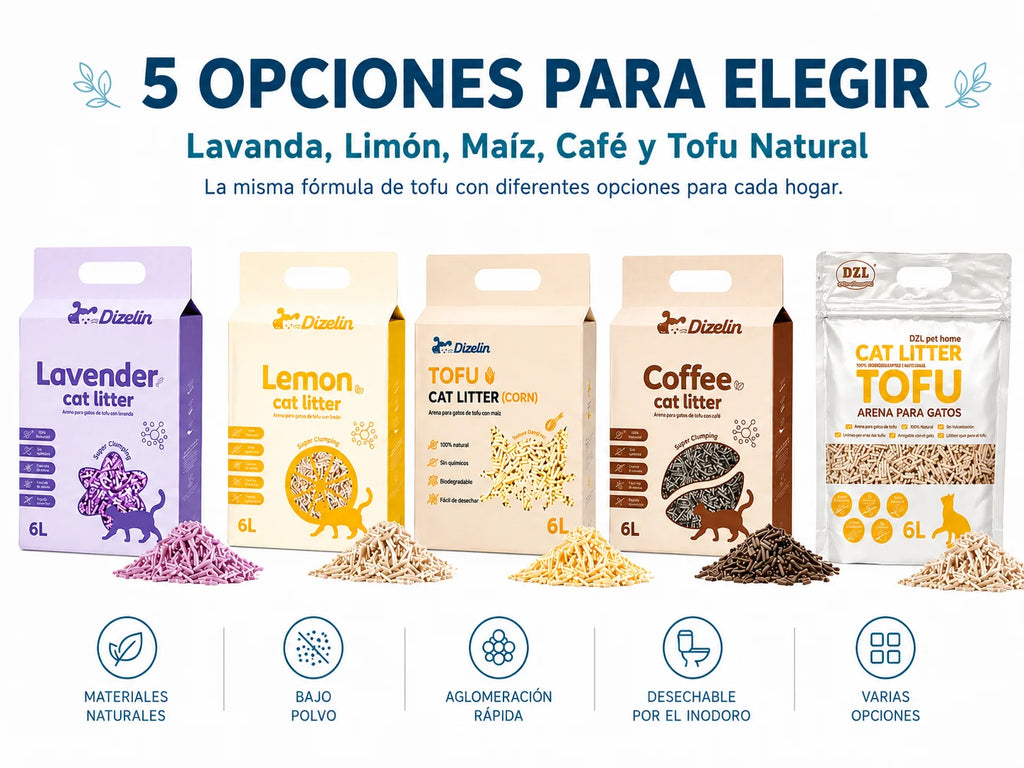 Arena de tofu natural para gatos, pack de 2 bolsas de 6 L