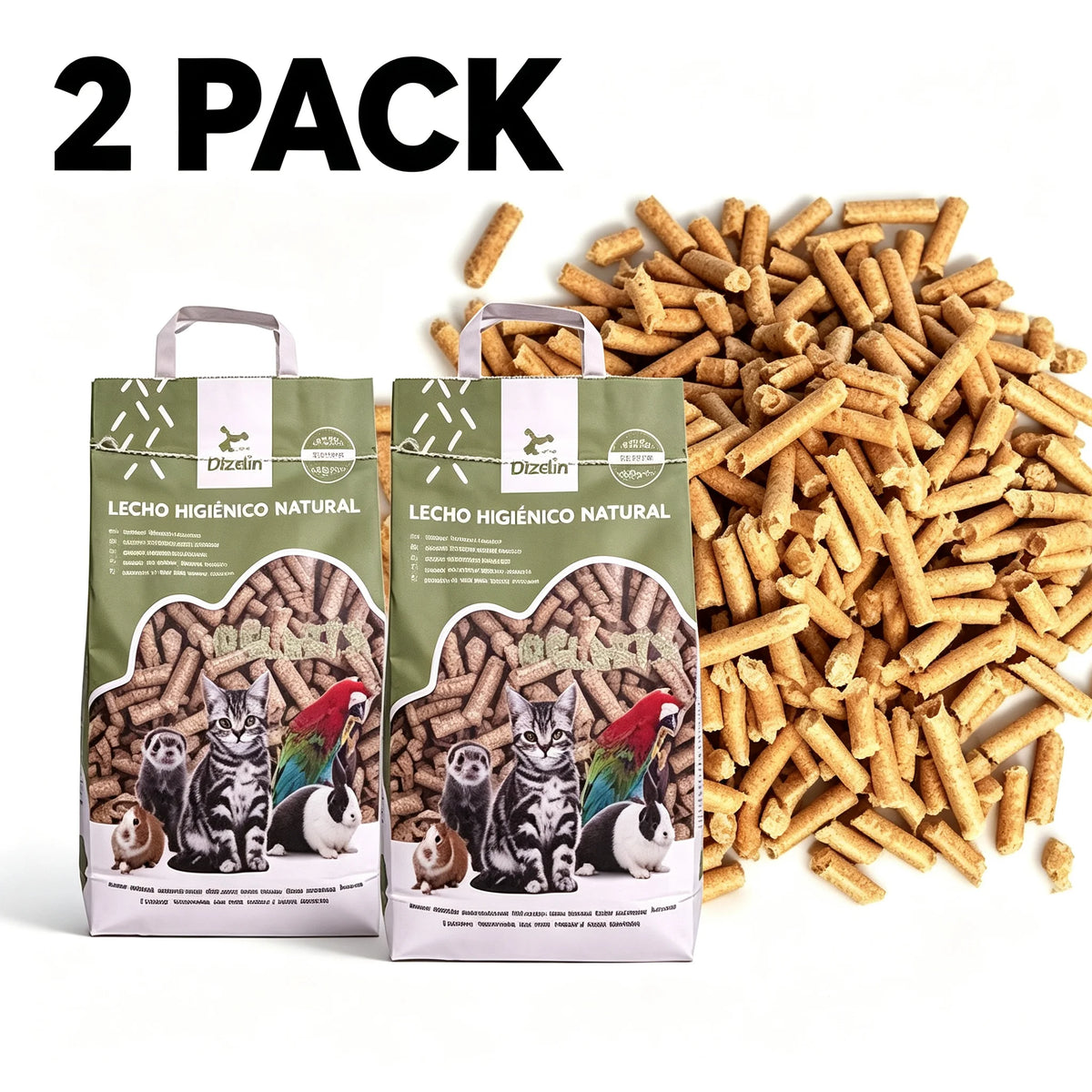 Arena de tofu natural para gatos, pack de 2 bolsas de 6 L